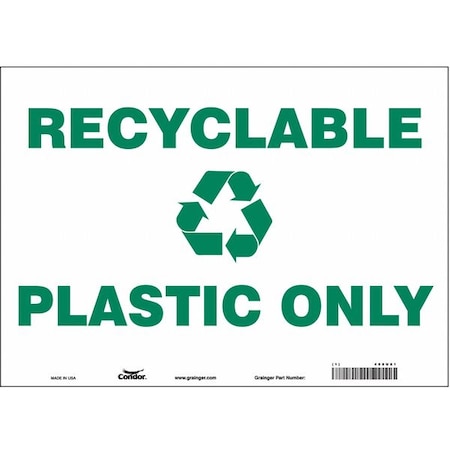 Condor Recyclable Plastic Only, 14 in W x 10 in H, Horizontal Rectangle, Vinyl, 468U61 468U61