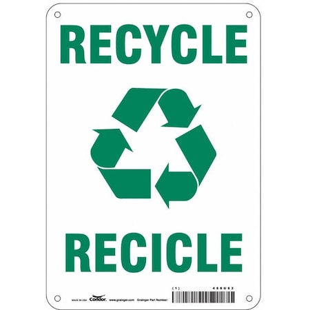 Condor Recycle/Recicle, 7 in W x 10 in H, Horizontal Rectangle, Aluminum, 468U62 468U62