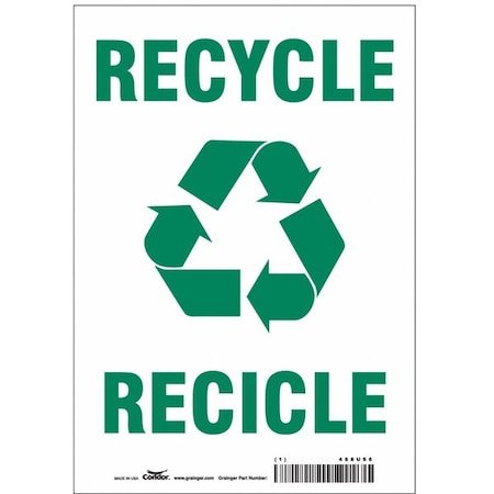 Condor Recycle/Recicle, 7 in W x 10 in H, Horizontal Rectangle, Vinyl, 468U66 468U66