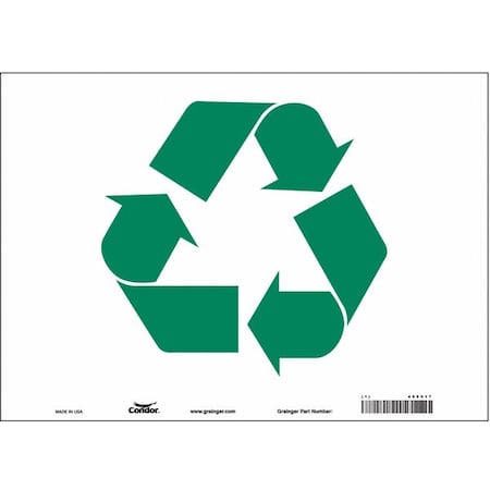 Condor Recycle Sign, 14 in W x 10 in H, Horizontal Rectangle, Vinyl, 468V17 468V17