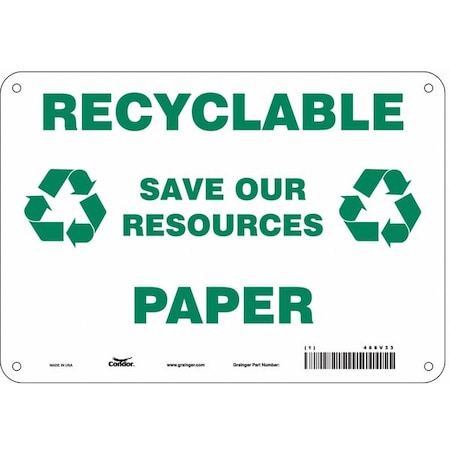 Condor Recyclable Save Our Resources Paper, 10 in W x 7 in H, Vertical ...
