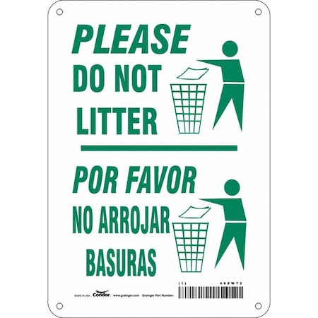 Condor PLEASE DO NOT LITTER/POR FAVOR NO ARROJAR BASURAS, 7 in W x 10 in H, Horizontal Rectangle, 468W72 468W72