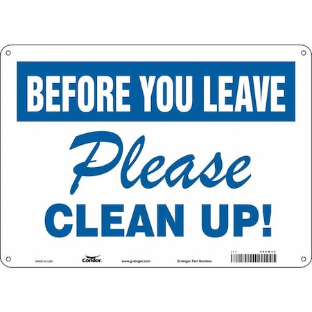 Condor PLEASE CLEAN UP!, 14 in W x 10 in H, Horizontal Rectangle, Aluminum, 468W40 468W40
