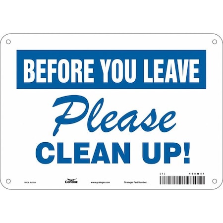 Condor PLEASE CLEAN UP!, 10 in W x 7 in H, Vertical Rectangle, Polyethylene, 468W41 468W41