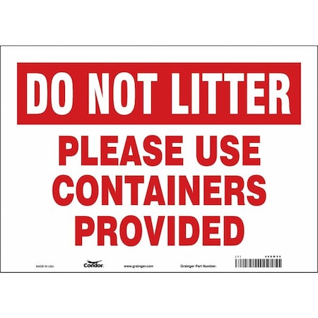 Condor PLEASE USE CONTAINERS PROVIDED, 14 in W x 10 in H, Horizontal Rectangle, Vinyl, 468W56 468W56