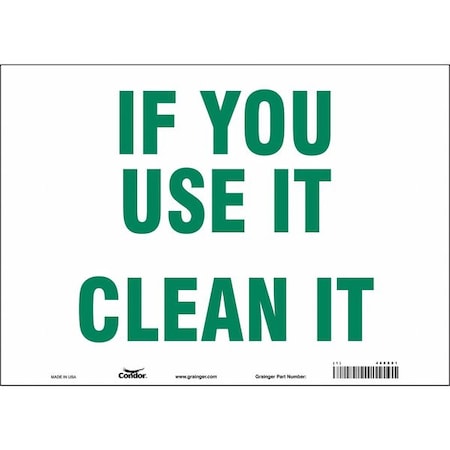 Condor IF YOU USE IT CLEAN IT, 14 in W x 10 in H, Horizontal Rectangle, Aluminum, 468X01 468X01