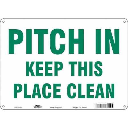 Condor PITCH IN KEEP THIS PLACE CLEAN, 14 in W x 10 in H, Horizontal Rectangle, Polyethylene, 468X10 468X10