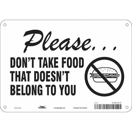 Condor PLEASE. DON'T TAKE FOOD THAT DOESN'T BELONG TO YOU, 10 in W x 7 in H, Vertical Rectangle, 468X53 468X53