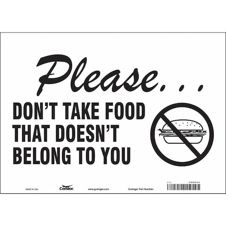 Condor PLEASE. DON'T TAKE FOOD THAT DOESN'T BELONG TO YOU, 14 in W x 10 in H, Vinyl, 468X56 468X56