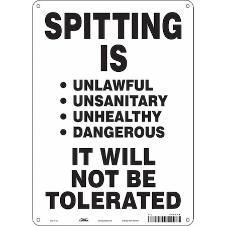 Condor SPITTING IS UNLAWFUL UNSANITARY UNHEALTHY DANGEROUS.14 in H x 10 in W, Aluminum, 468X58 468X58