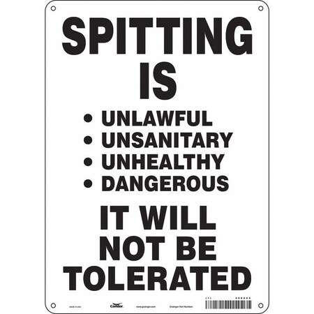 Condor SPITTING IS UNLAWFUL UNSANITARY UNHEALTHY DANGEROUS., 14 in H x 10 in W, Polyethylene, 468X60 468X60
