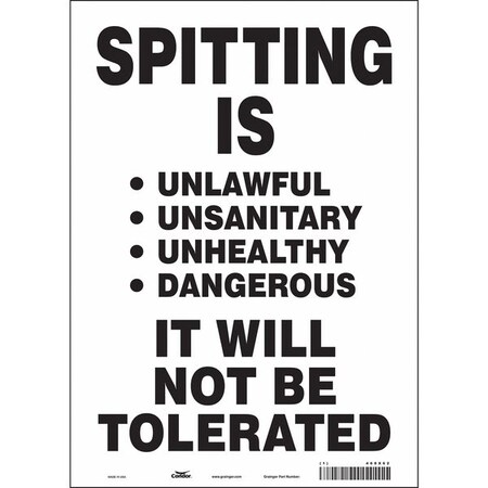 Condor SPITTING IS UNLAWFUL UNSANITARY UNHEALTHY DANGEROUS., 14 in H x 10 in W, Vinyl, 468X62 468X62