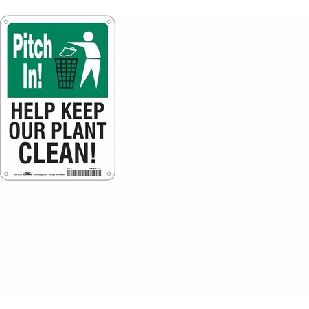 Condor HELP KEEP OUR PLANT CLEAN!, 7 in W x 10 in H, Horizontal Rectangle, Polyethylene, 468Y80 468Y80