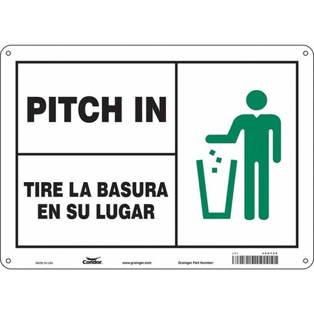 Condor PITCH IN/TIRE LA BASURA EN SU LUGAR, 14 in W x 10 in H, Horizontal Rectangle, Polyethylene, 468Y88 468Y88