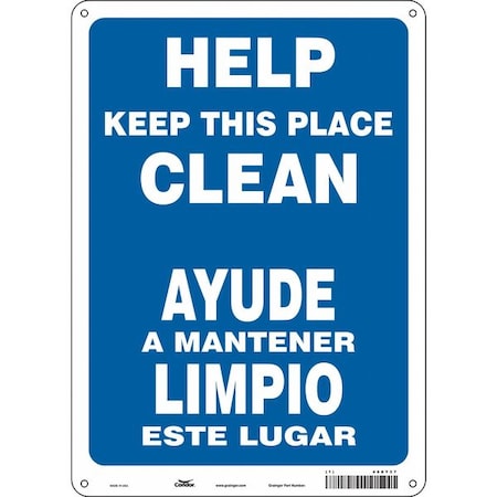 Condor HELP KEEP THIS PLACE CLEAN/AYUDE A MANTENER ESTA AREA LIMPIA, 10 in W x 14 in H, 468Y27 468Y27