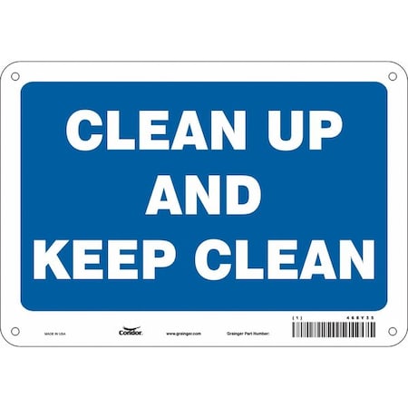 Condor CLEAN UP AND KEEP CLEAN, 10 in W x 7 in H, Vertical Rectangle, Polyethylene, 468Y35 468Y35