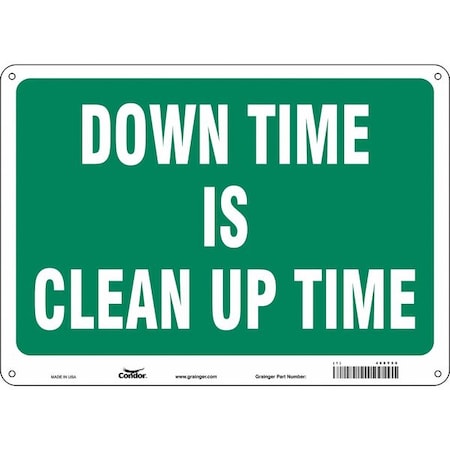 Condor DOWN TIME IS CLEAN UP TIME, 14 in W x 10 in H, Horizontal Rectangle, Polyethylene, 468Y56 468Y56