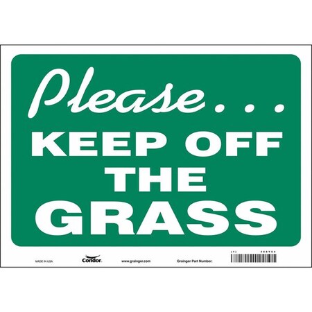 Condor PLEASE. KEEP OFF THE GRASS, 14 in W x 10 in H, Horizontal Rectangle, Vinyl, 468Y64 468Y64