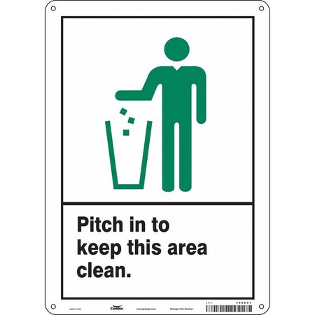 Condor PITCH IN TO KEEP THIS AREA CLEAN., 10 in W x 14 in H, Vertical Rectangle, Polyethylene, 468Z01 468Z01