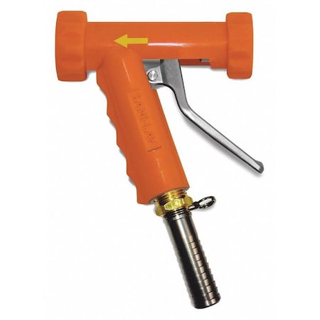 Sani-Lav Pistol Grip Spray Nozzle, 3/4" Female, 150 psi, 8.9 gpm, Safety Orange N8S20