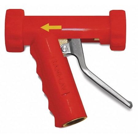 Sani-Lav Spray Nozzle, Red, Brass/SS, Pistol Grip N8R