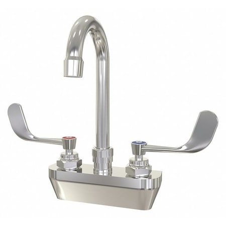 Sani-Lav Manual Gooseneck Service Sink Faucet, 4" Mount, Chrome 2 Hole 27.5