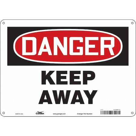 Condor Danger, KEEP AWAY, 14 in W x 10 in H, Horizontal Rectangle, Aluminum, 479D73 479D73