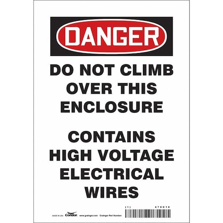 Condor Safety Sign, 10 in Height, 7 in Width, Vinyl, Horizontal Rectangle, English, 479D18 479D18