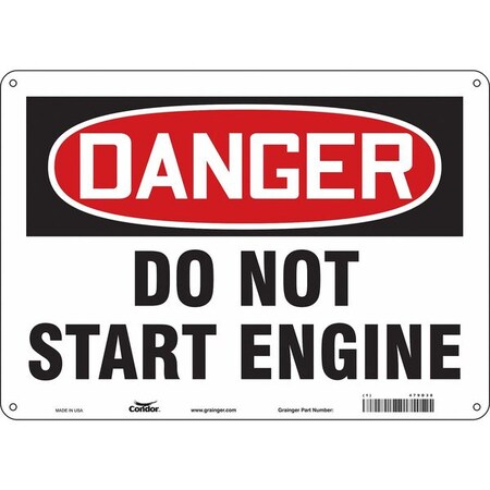 Condor Danger, DO NOT START ENGINE, 14 in W x 10 in H, Horizontal Rectangle, Polyethylene, 479D38 479D38