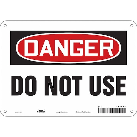 Condor Danger, Do Not Use, 10 in W x 7 in H, Vertical Rectangle, Aluminum, 479D47 479D47