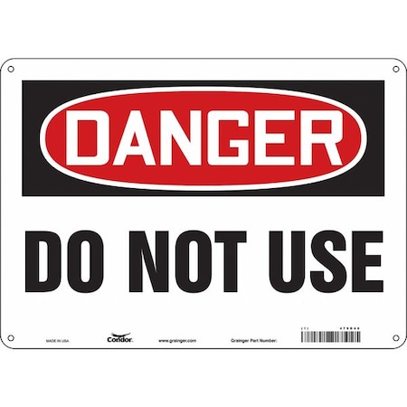 Condor Danger, Do Not Use, 14 in W x 10 in H, Horizontal Rectangle, Aluminum, 479D48 479D48