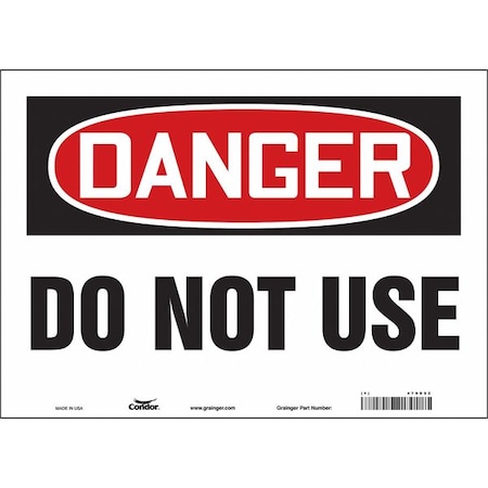 Condor Danger, Do Not Use, 14 in W x 10 in H, Horizontal Rectangle, Vinyl, 479D52 479D52
