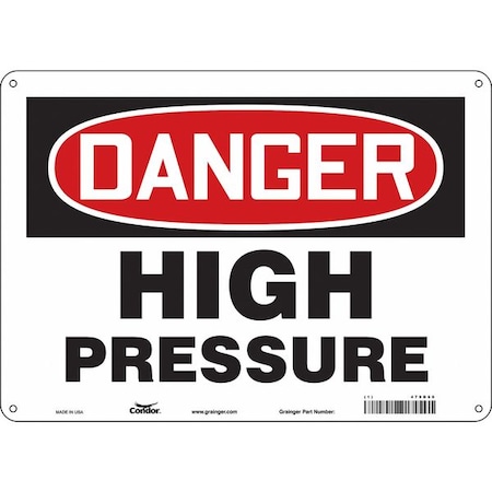 Condor Danger, HIGH PRESSURE, 14 in W x 10 in H, Horizontal Rectangle, Aluminum, 479D60 479D60