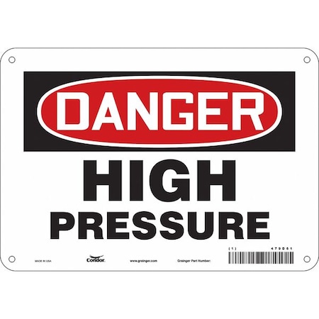 Condor Danger, HIGH PRESSURE, 10 in W x 7 in H, Vertical Rectangle, Polyethylene, 479D61 479D61