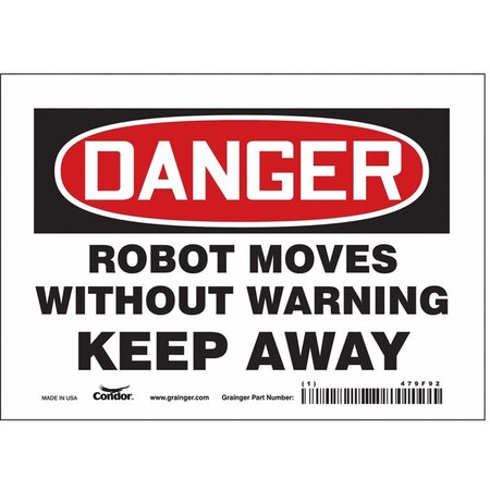 Condor Safety Sign, 5 in Height, 7 in Width, Vinyl, Horizontal Rectangle, English, 479F92 479F92