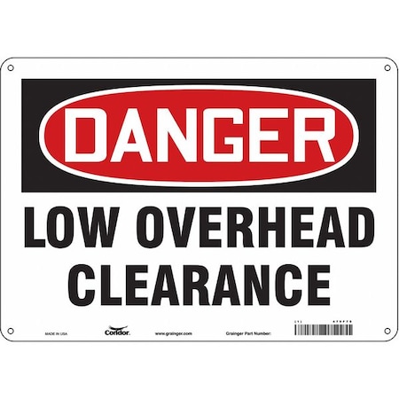 Condor Danger, LOW OVERHEAD CLEARANCE, 14 in W x 10 in H, Horizontal Rectangle, Polyethylene, 479F70 479F70