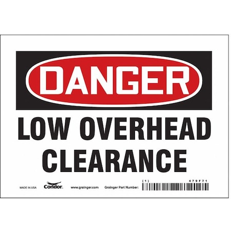 Condor Danger, LOW OVERHEAD CLEARANCE, 7 in W x 5 in H, Horizontal Rectangle, Vinyl, 479F71 479F71
