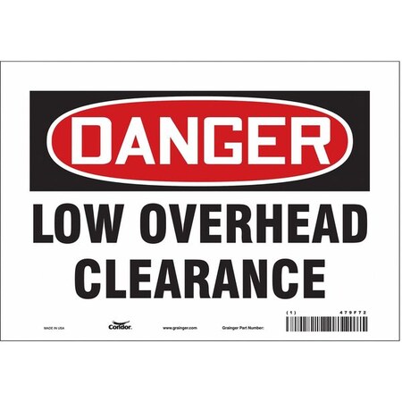 Condor Danger, LOW OVERHEAD CLEARANCE, 10 in W x 7 in H, Vertical Rectangle, Vinyl, 479F72 479F72