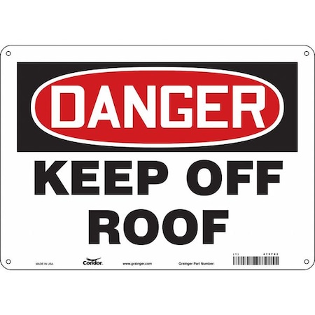 Condor Danger, KEEP OFF ROOF, 14 in W x 10 in H, Horizontal Rectangle, Aluminum, 479F02 479F02