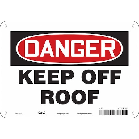 Condor Danger, KEEP OFF ROOF, 10 in W x 7 in H, Vertical Rectangle, Polyethylene, 479F03 479F03