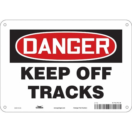 Condor Danger, KEEP OFF TRACKS, 10 in W x 7 in H, Vertical Rectangle, Aluminum, 479F08 479F08