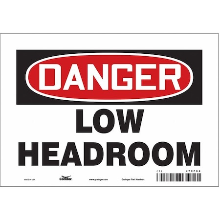 Condor Danger, LOW HEADROOM, 10 in W x 7 in H, Vertical Rectangle, Vinyl, 479F64 479F64