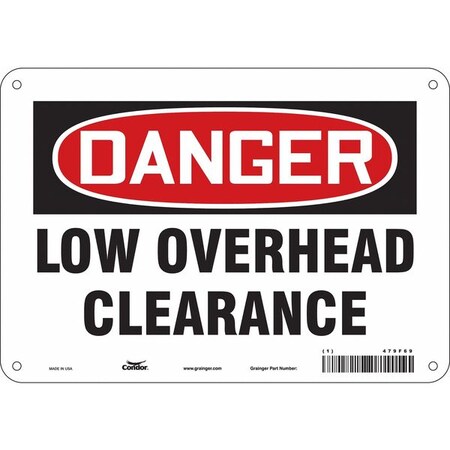 Condor Danger, LOW OVERHEAD CLEARANCE, 10 in W x 7 in H, Vertical Rectangle, Polyethylene, 479F69 479F69