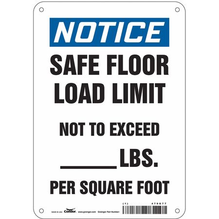 CONDOR Safety Sign, 10 in Height, 7 in Width, Aluminum, Horizontal Rectangle, English, 479G77 479G77