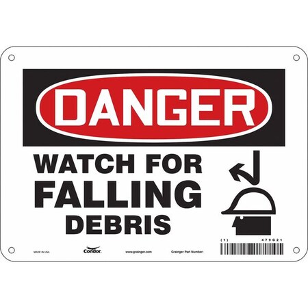 Condor Danger, WATCH FOR FALLING DEBRIS, 10 in W x 7 in H, Vertical Rectangle, Aluminum, 479G21 479G21