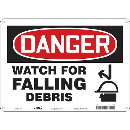 Condor Danger, WATCH FOR FALLING DEBRIS, 14 in W x 10 in H, Horizontal Rectangle, Polyethylene, 479G24 479G24