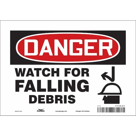 Condor Danger, WATCH FOR FALLING DEBRIS, 10 in W x 7 in H, Vertical Rectangle, Vinyl, 479G25 479G25