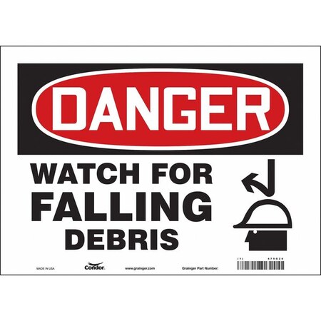 Condor Danger, WATCH FOR FALLING DEBRIS, 14 in W x 10 in H, Horizontal Rectangle, Vinyl, 479G26 479G26