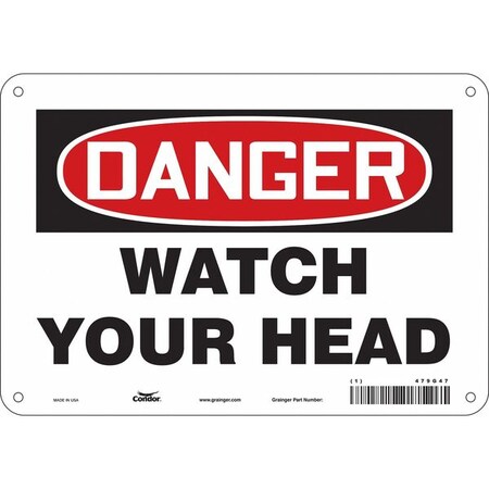 Condor Danger, WATCH YOUR HEAD, 10 in W x 7 in H, Vertical Rectangle, Polyethylene, 479G47 479G47