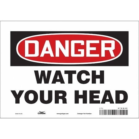 Condor Danger, WATCH YOUR HEAD, 10 in W x 7 in H, Vertical Rectangle, Vinyl, 479G49 479G49